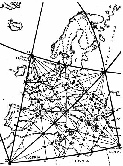 European ley lines and sacred sites on UVG grid